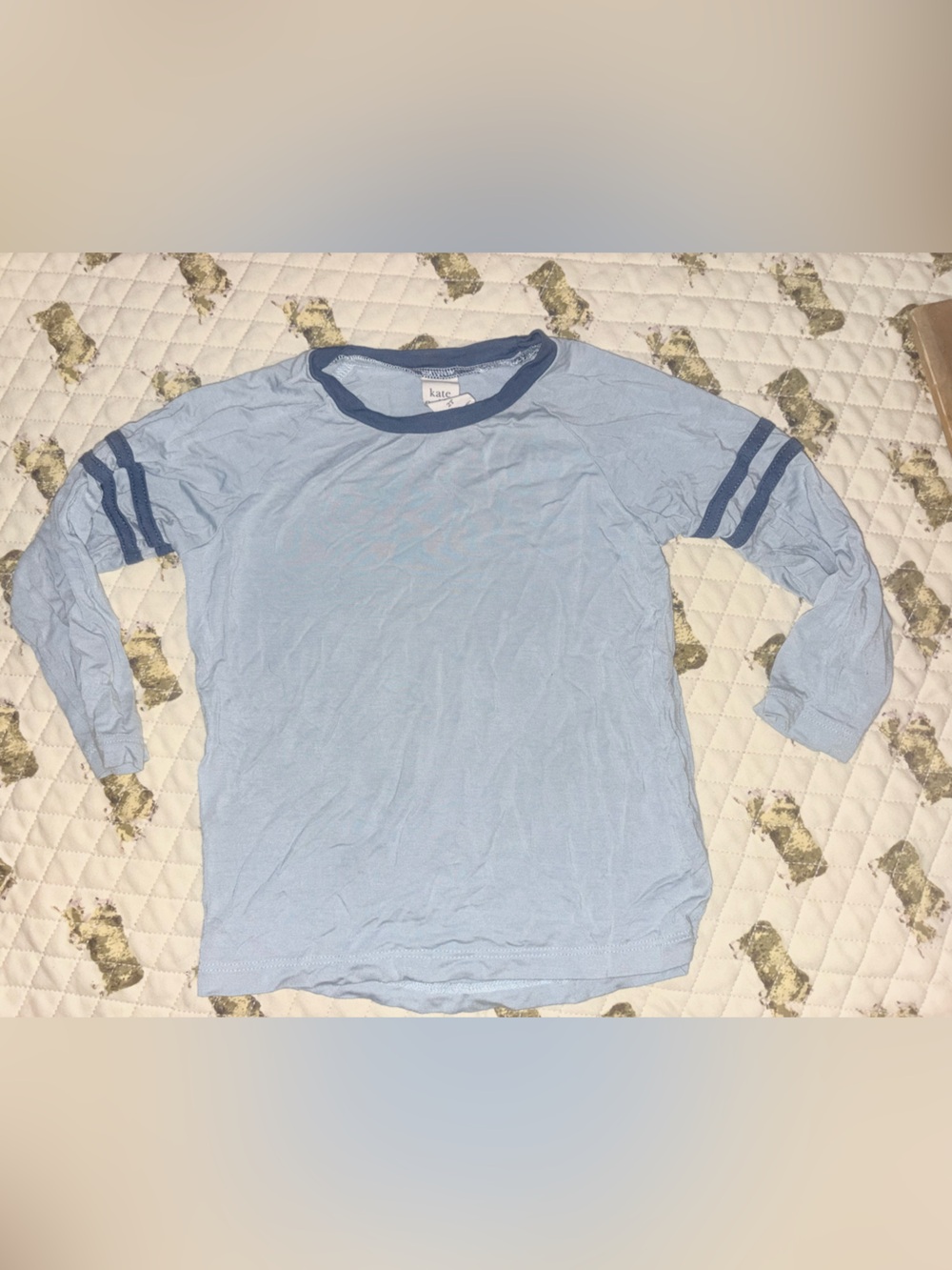 kate quinn Light Blue Tee with Navy Trim🌵2T